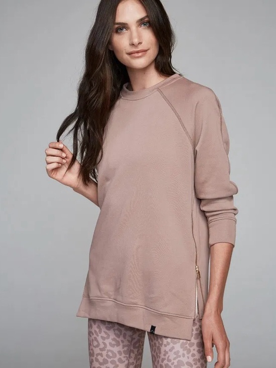 Varley Tops - Varley Blush Manning Double Side-Zip Sweatshirt Size Large